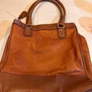 Cole Haan Kendra Valise II Caramel Whiskey Brown Leather Tote Bag Large